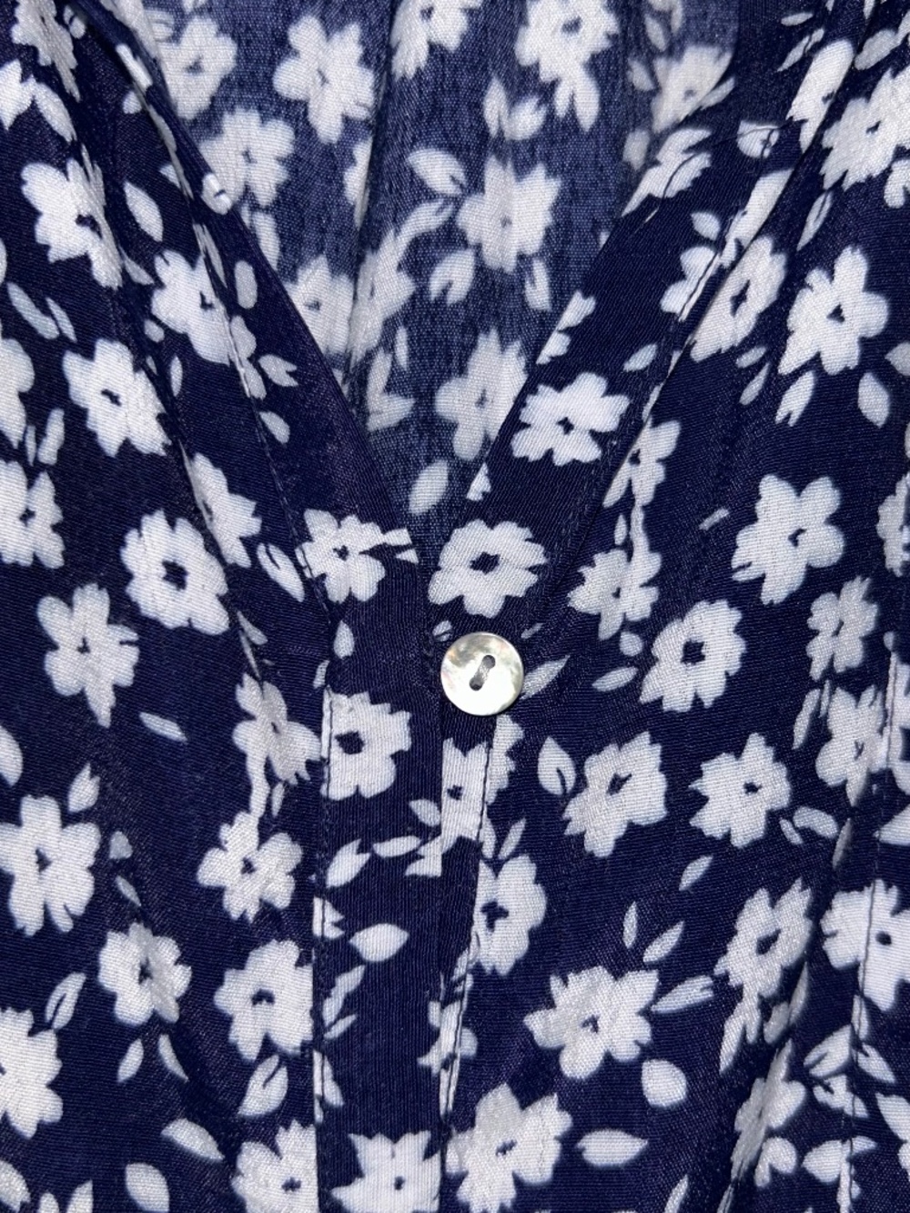 LONG SLEEVE DAISY PRINT TUNIC, NAVY/WHITE, SIZE XL